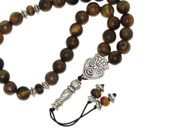 8mm Tiger Eye Gemstone Beads 33 Bead Stress Relief Fidget Worry Prayer Beads Tasbih - Image 4