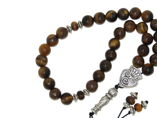 8mm Tiger Eye Gemstone Beads 33 Bead Stress Relief Fidget Worry Prayer Beads Tasbih - Image 3